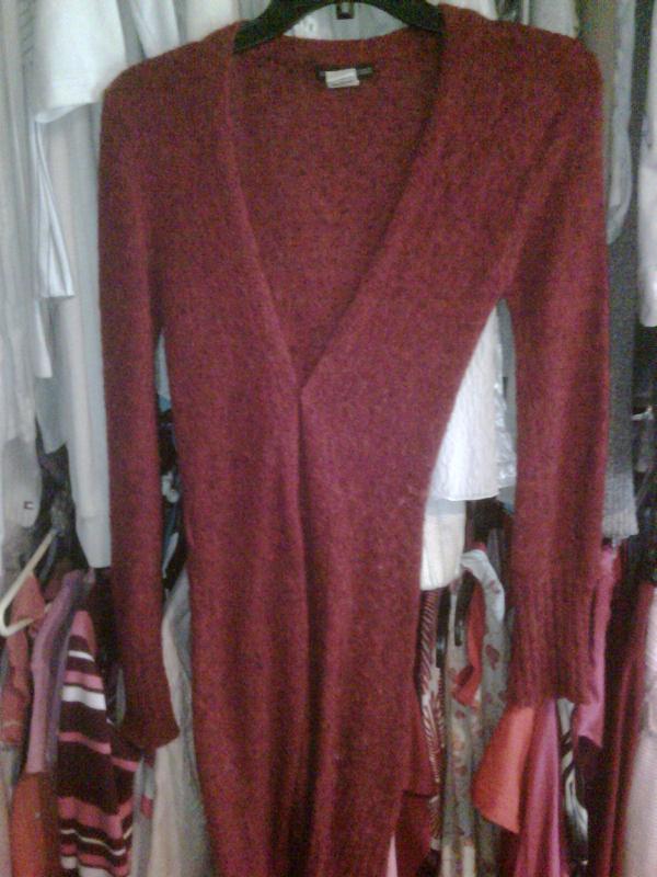 long red sweater - sz S upclose - $7